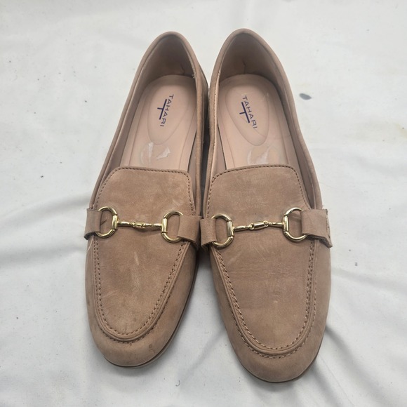 Tahari Shoes - Tahari Bit Loafer Shoes Women 8 Tan Beige Faux Suede Classic Preppy Officecore
